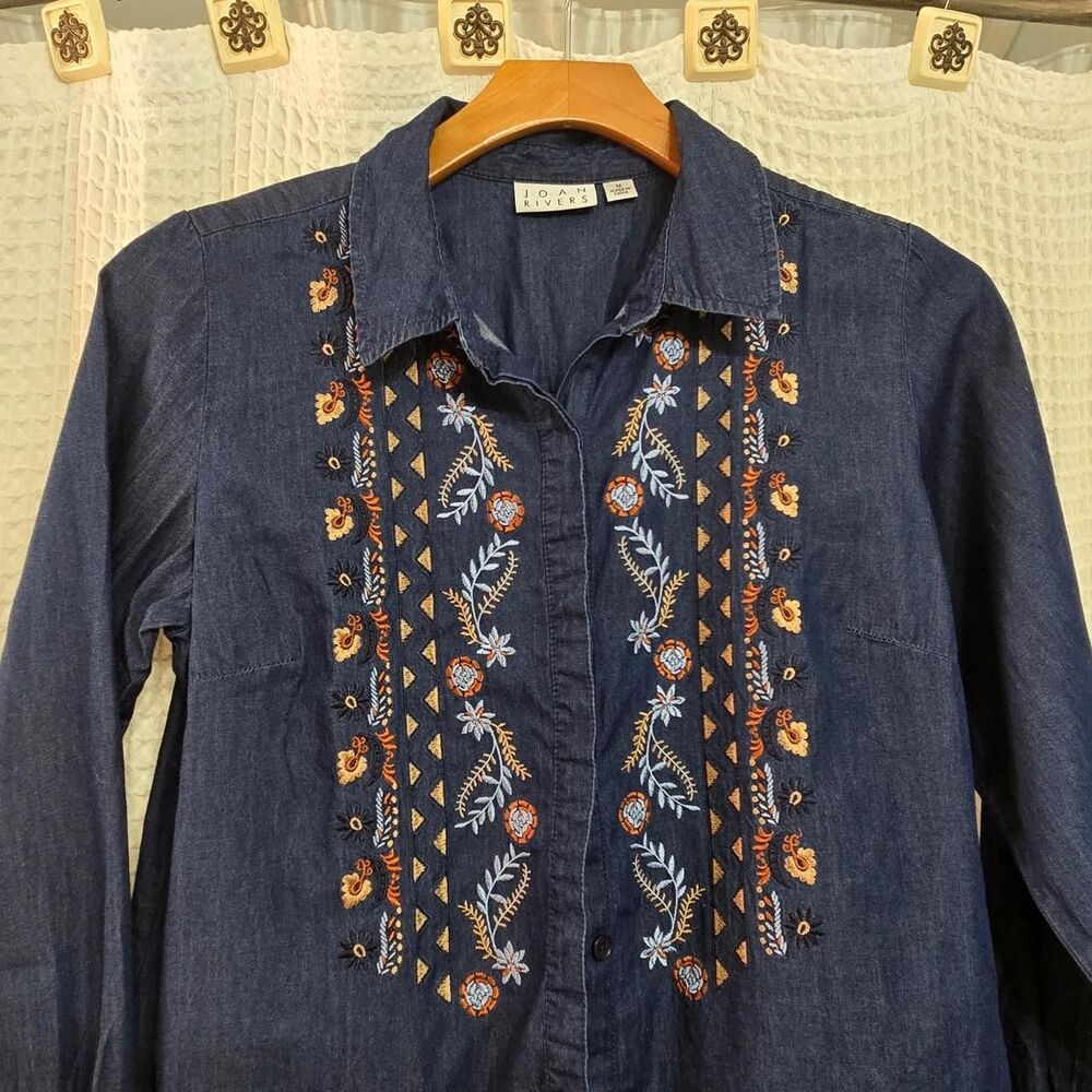 Joan-rivers-classics-collection Women's Blue and Navy Shirt - Picture 2 of 5